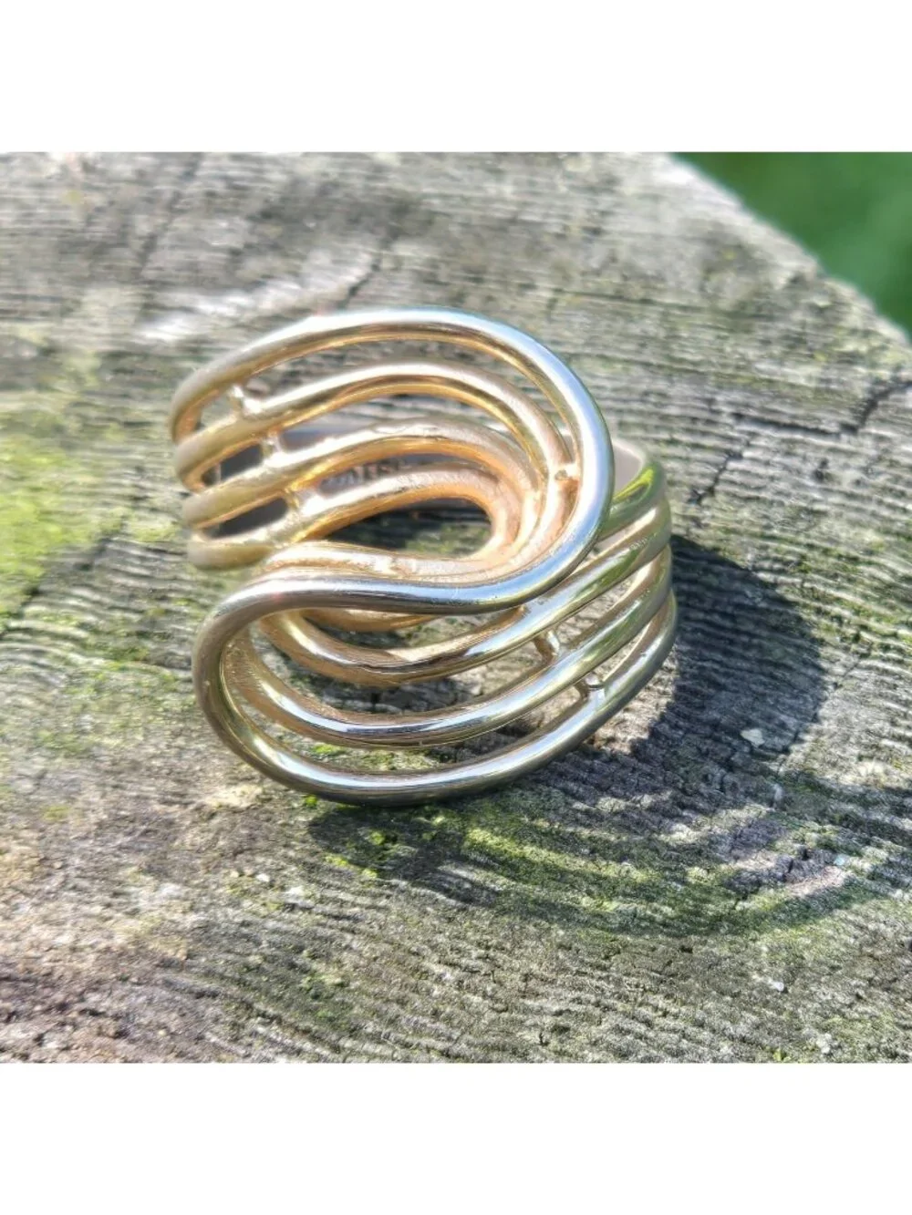 Vintage Modernist ring Joseph Esposito 14KGE waved large statement Jewelry sz 7